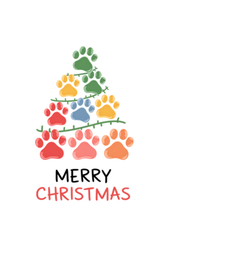 Merry Christmas Pawtree  fehér pólóra minta világoskék pólón