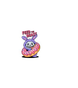 Feed the beast - Labubu póló minta világos rózsaszín pólón