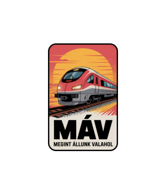 MÁV - megint állunk valahol minta fehér pólón