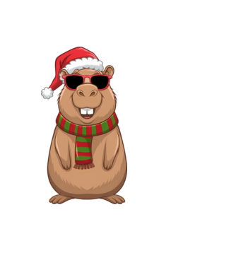 Smiling Capybara Christmas minta fekete pólón
