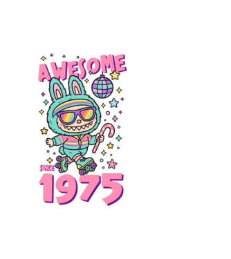Awesome since 1975 Labubu - 50 éves születésnapra minta fehér pólón