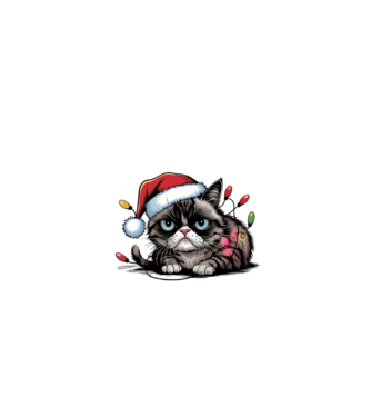 Christmas Spirit Grumpy Cat fekete alapra minta fekete pólón