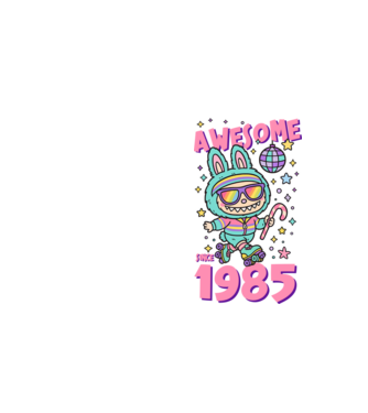 Awesome since 1985 Labubu - 40 éves születésnapra minta neonsárga pólón