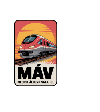 MÁV - megint állunk valahol minta fekete pólón