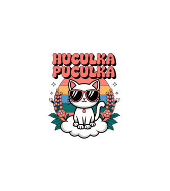 Huculka Puculka cica 1 minta fehér pólón