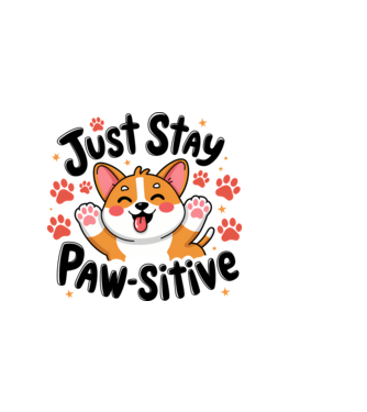 Just Stay Paw-Sitive fehér pólóra minta világos rózsaszín pólón
