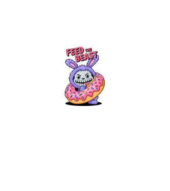 Feed the beast - Labubu póló minta királykék pólón
