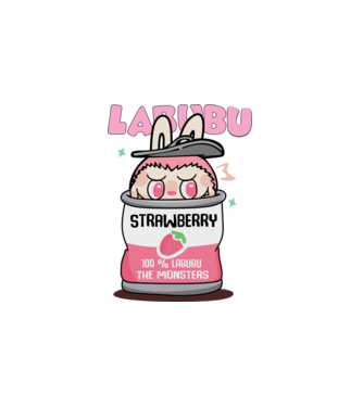 Labubu Strawberry minta fehér pólón