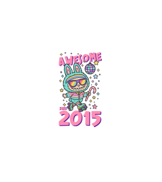 Awesome since 2015 Labubu - 10 éves születésnapra minta fehér pólón