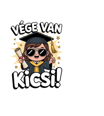 Vége van kicsi! minta fekete pólón