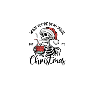 Dead inside, BUT it's Christmas fehér alapra minta fehér pólón