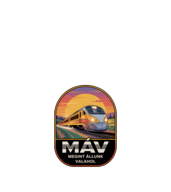 MÁV - megint állunk valahol minta fekete pólón