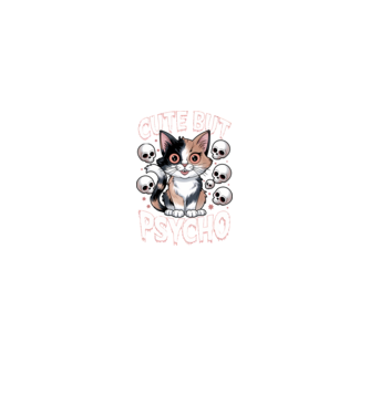 Cute, but PSYCHO Fekete alapra minta fekete pólón