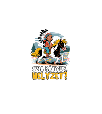 Szia Bátyus lovas minta fekete pólón