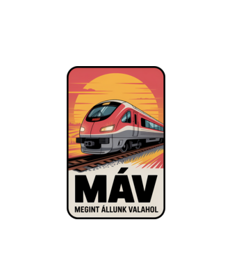 MÁV - megint állunk valahol minta fehér pólón