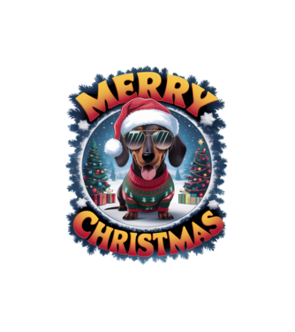 Merry Christmas tacskó minta fehér pólón
