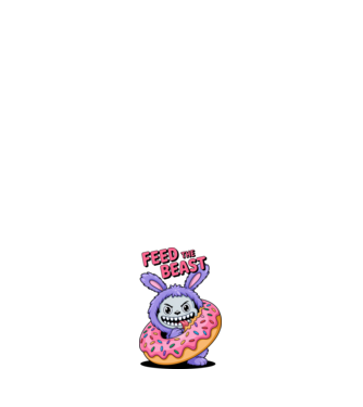 Feed the beast - Labubu póló minta fehér pólón
