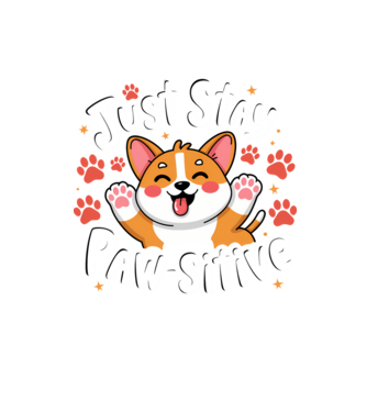 Just Stay Paw-Sitive fekete pólóra minta homokszín pólón