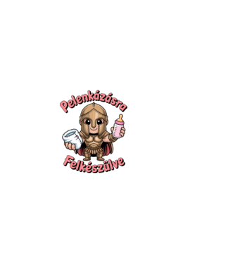 Pelenkázásra felkészülve minta világos rózsaszín pólón