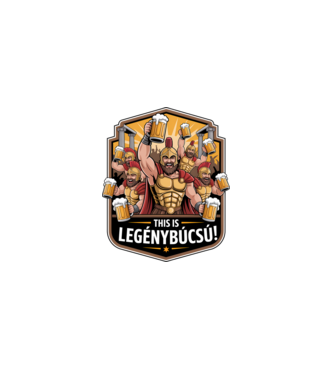 This is Legénybúcsú minta fehér pólón