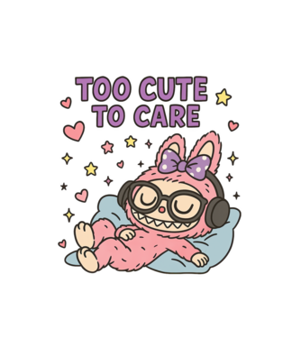 Too cute to care minta fehér pólón