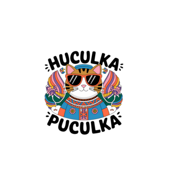 Huculka Puculka cica 3 minta fehér pólón