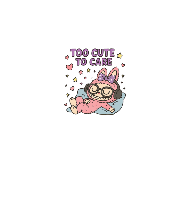 Too cute to care minta fehér pólón