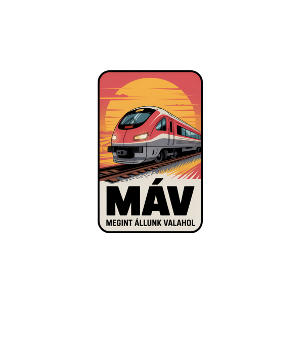 MÁV - megint állunk valahol minta fehér pólón
