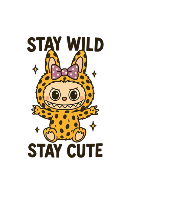 Stay wild, stay cute minta fekete pólón