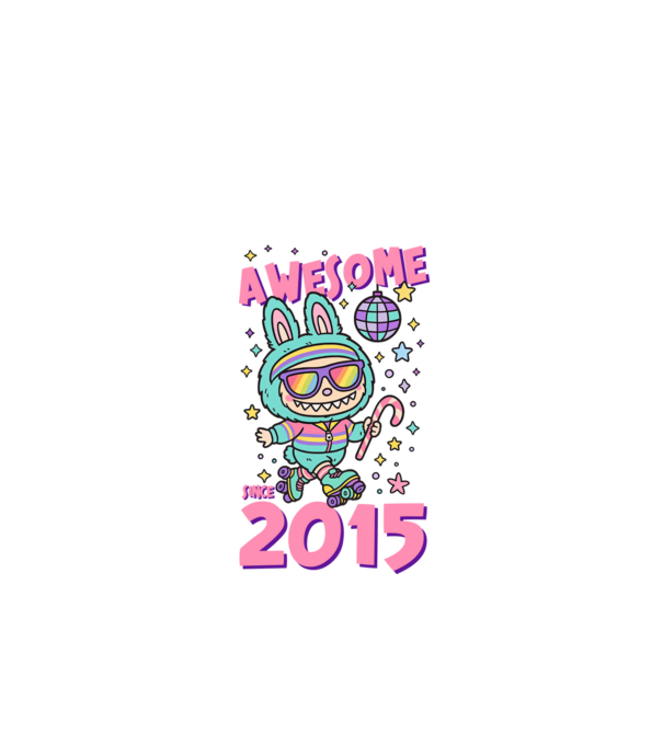 Awesome since 2015 Labubu - 10 éves születésnapra minta fehér pólón