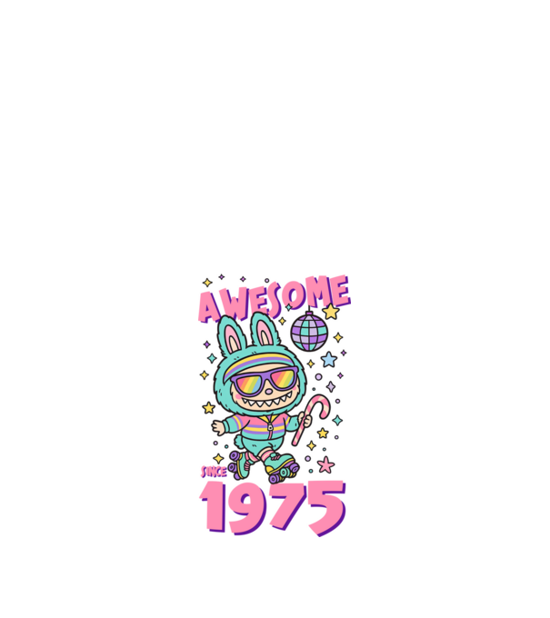 Awesome since 1975 Labubu - 50 éves születésnapra minta fehér pólón