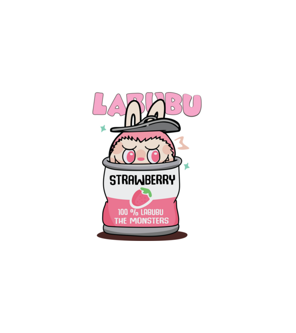 Labubu Strawberry minta fehér pólón