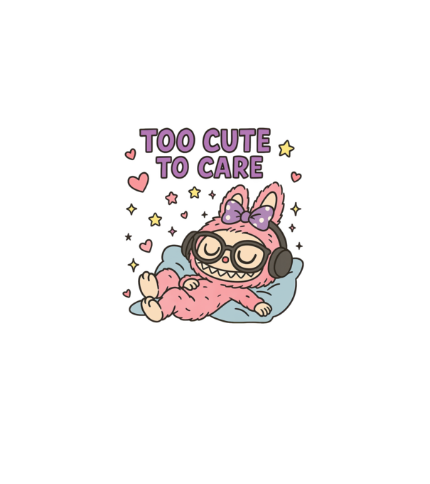 Too cute to care minta fehér pólón