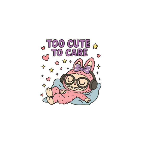 Too cute to care minta fehér pólón