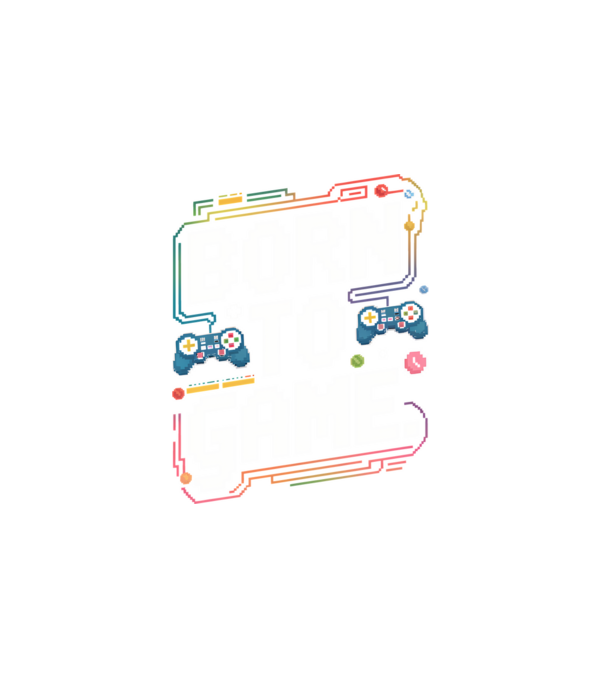 Born to Game pixel fekete alapra minta fehér pólón