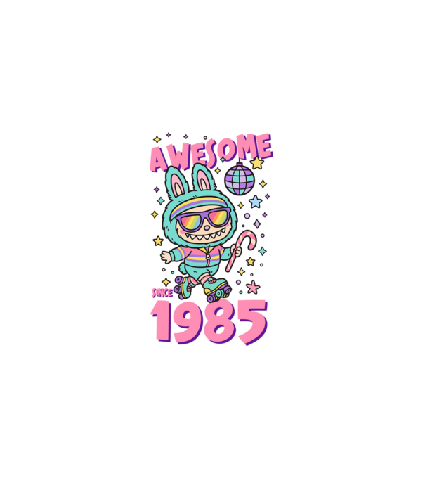 Awesome since 1985 Labubu - 40 éves születésnapra minta fehér pólón