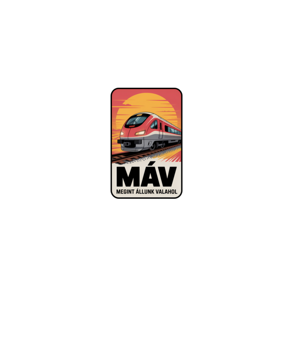 MÁV - megint állunk valahol minta fehér pólón