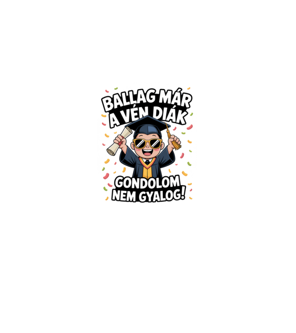 Ballag már a vén diák minta fekete pólón