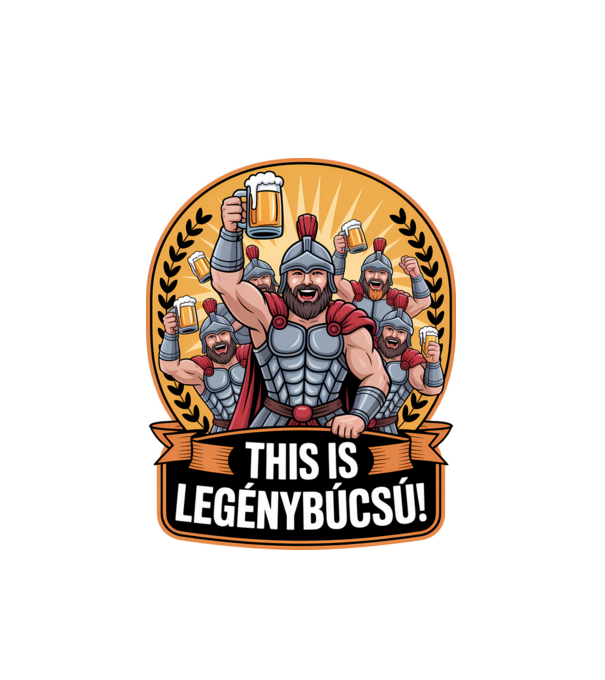 This is Legénybúcsú minta fehér pólón