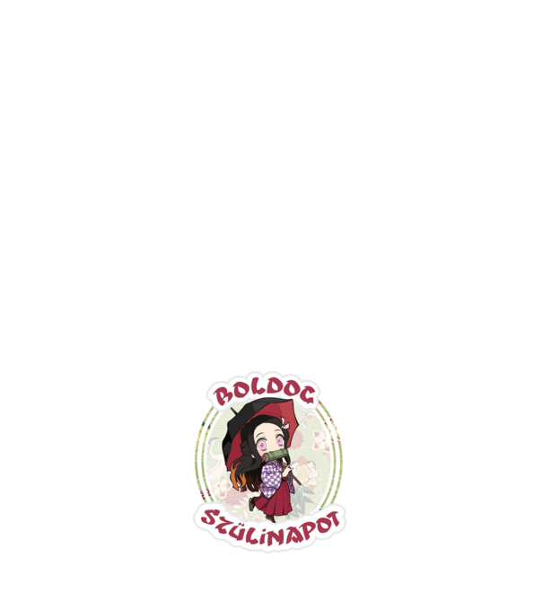 Demon Slayer Boldog Szülinapot Nezuko minta fehér pólón