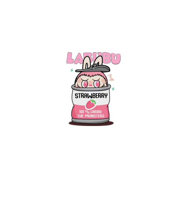 Labubu Strawberry minta fehér pólón