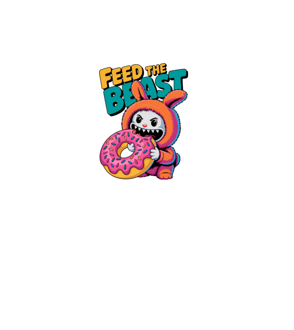 Feed the beast Labubu minta fehér pólón