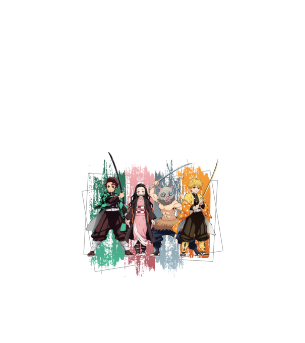 Demon Slayer csoportkép minta fekete pólón