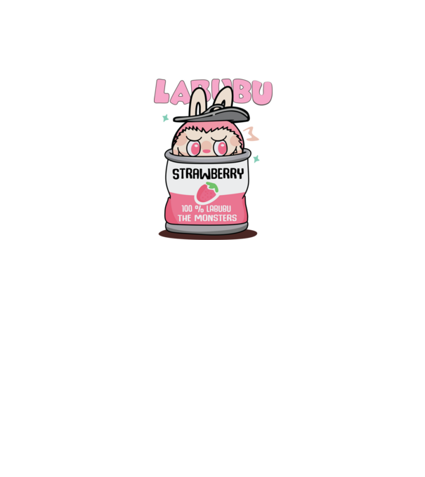 Labubu Strawberry minta fehér pólón