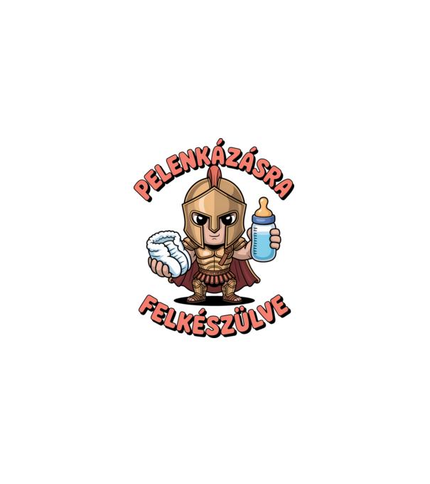 Pelenkázásra felkészülve minta szürke pólón