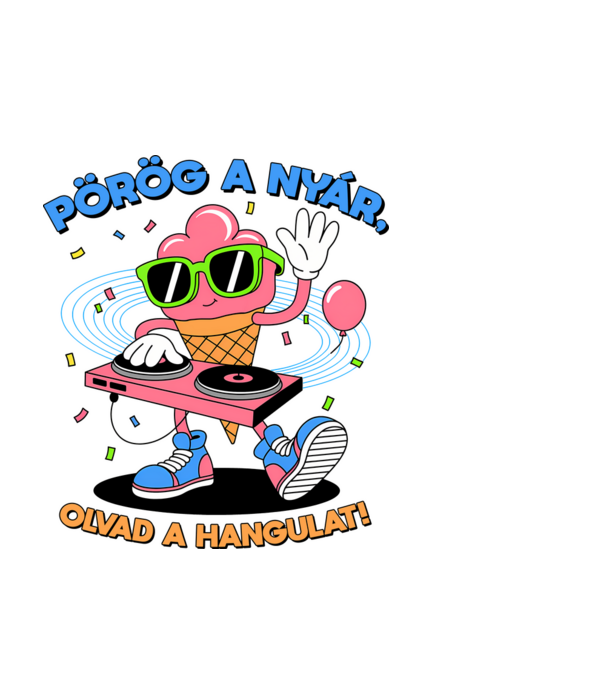 Pörög a nyár, olvad a hangulat! minta fekete pólón