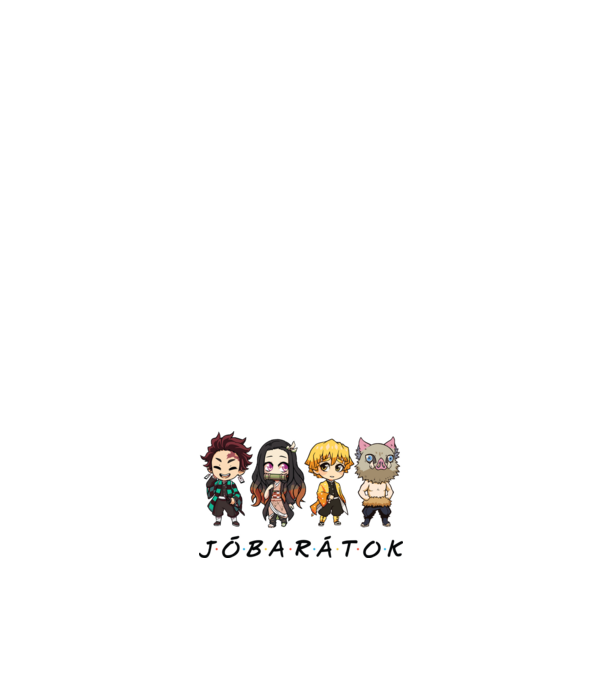 Jóbarátok Demon Slayer minta fehér pólón
