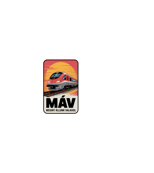 MÁV - megint állunk valahol minta fehér pólón