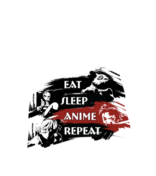Eat sleep anime repeat Demon Slayer minta fehér pólón