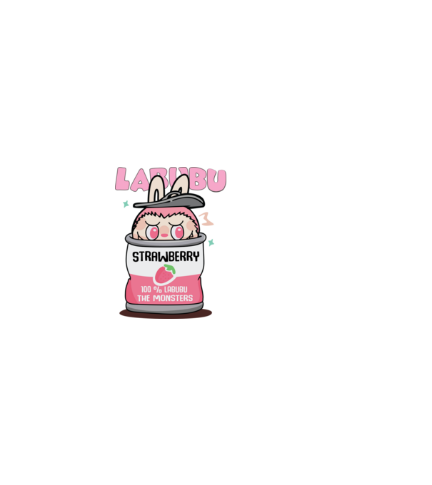 Labubu Strawberry minta fehér pólón